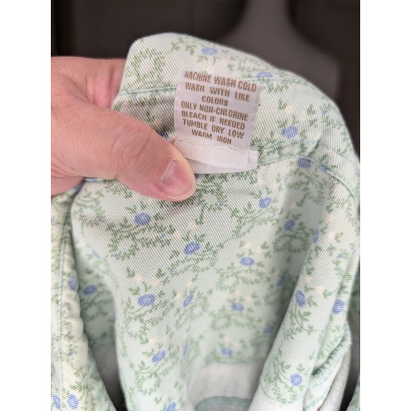 Cherokee Plus Shirt Women's 22W Floral Camp Style Button Short Sleeve Green - Picture 5 of 5